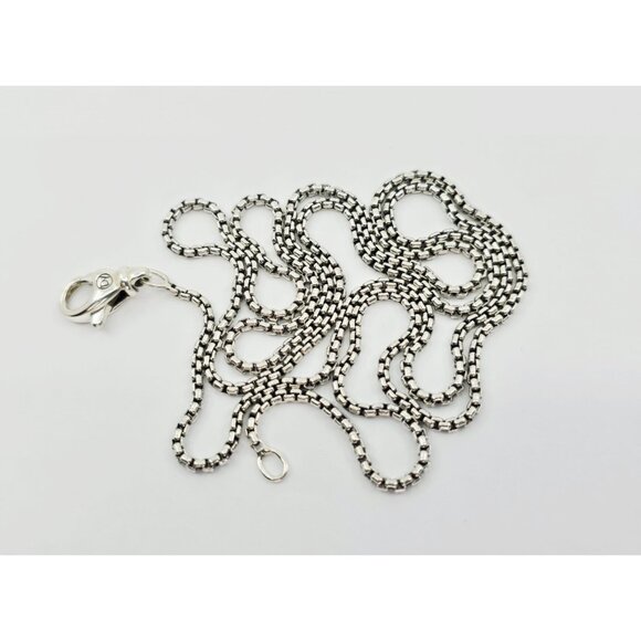 David Yurman .925 Sterling Silver 1.7mm Round Box Chain Necklace - 26" Length - Picture 1 of 13